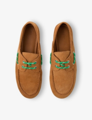 SANDRO: Contrast-Lace Suede Boat Shoes