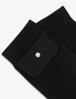 SANDRO: Flap-Detail Bead-Embellished Stretch-Cotton Socks