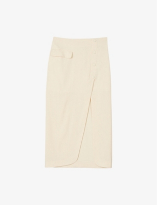 Sandro Mira Button-front Midi Skirt In Naturels