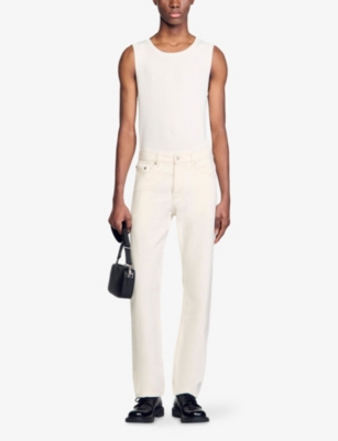 Sandro Mens Naturels Straight-leg Cotton Jeans In Naturels