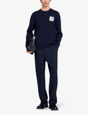 SANDRO: Flower-Patch Crewneck Cotton Sweatshirt