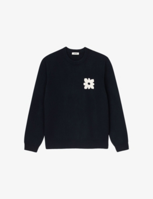 SANDRO: Flower-Patch Crewneck Cotton Sweatshirt