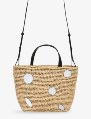 SANDRO: Mirror Raffia Bucket Bag