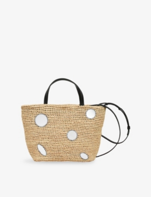 SANDRO: Mirror Raffia Bucket Bag