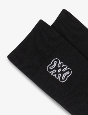 SANDRO: Logo-Embroidered Ribbed Cotton-Blend Socks