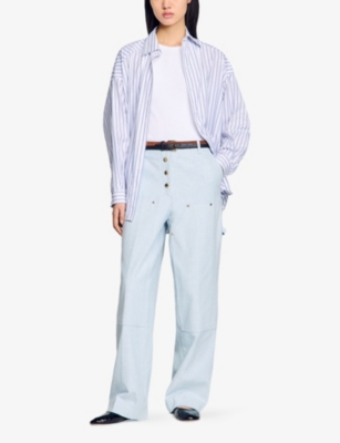 SANDRO: Straight-Leg Faded-Wash Denim Jeans