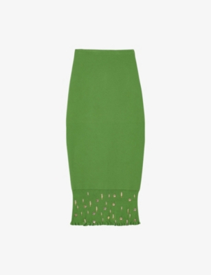 SANDRO: Fish-Charm Flared-Hem Stretch-Knit Midi Skirt