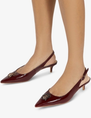 DUNE: Content bug-embellished leather slingback courts