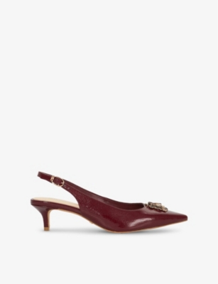 DUNE: Content bug-embellished leather slingback courts