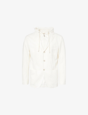 ELEVENTY: Hooded Notch-Lapels Linen-Cotton Blazer