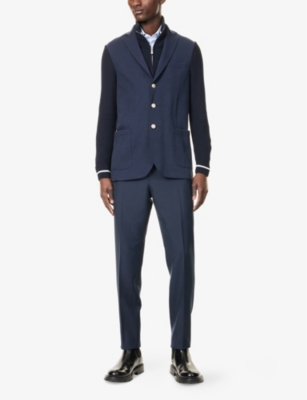ELEVENTY: Contrast-Knit Single-Breasted Stretch-Cotton Piqué Blend Blazer