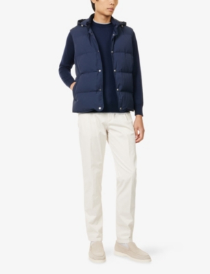 Eleventy Mens Night Blue Hooded Padded Waterproof Gilet In Blue