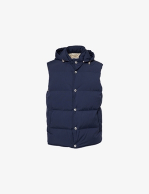 Eleventy Mens Night Blue Hooded Padded Waterproof Gilet In Blue