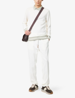ELEVENTY: Drawstring Tapered-Leg Stretch-Cotton And Silk Trousers