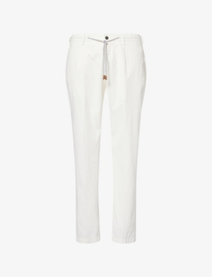 ELEVENTY: Drawstring Tapered-Leg Stretch-Cotton And Silk Trousers