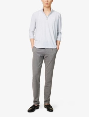 ELEVENTY: Regimental Tapered-Leg Wool Blend Trousers