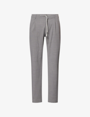 ELEVENTY: Regimental Tapered-Leg Wool Blend Trousers