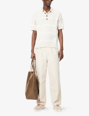 ELEVENTY: Striped Short-Sleeves Cotton-Knit Polo Shirt