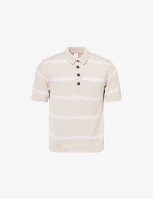 ELEVENTY: Striped Short-Sleeves Cotton-Knit Polo Shirt