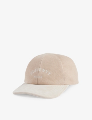 ELEVENTY: Leather-peak brand-embroidery cotton baseball cap