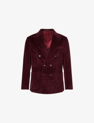 ELEVENTY: Double-Breasted Corduroy Suit Jacket