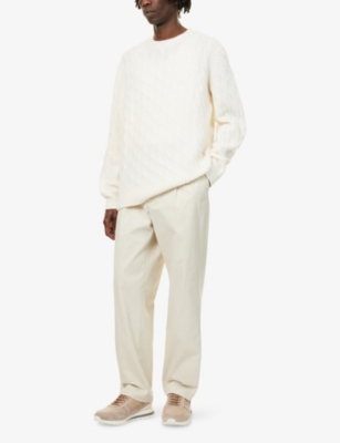 ELEVENTY: Crewneck Cable-Knit Wool-Cashmere Jumper