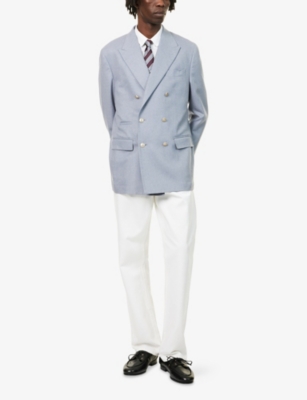ELEVENTY: Double-Breasted Notched-Lapel Silk-Cashmere Blend Jacket