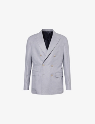 ELEVENTY: Double-Breasted Notched-Lapel Silk-Cashmere Blend Jacket
