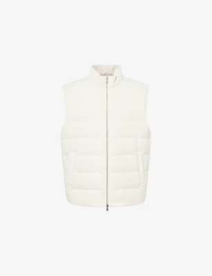 ELEVENTY: Corduroy Two-Welt-Pockets Stretch-Cotton Blend Down Gilet