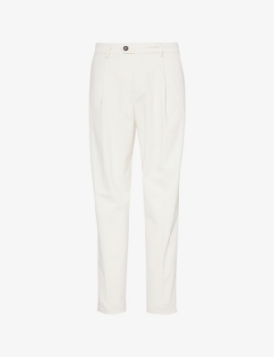 ELEVENTY: Pleated tapered-leg regular-fit cotton-blend trousers