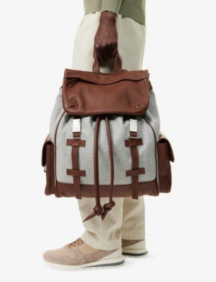 ELEVENTY: Soft Leather and Wool-Blend Backpack