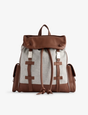 ELEVENTY: Soft Leather and Wool-Blend Backpack
