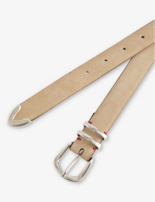 ELEVENTY: Round-buckle suede belt