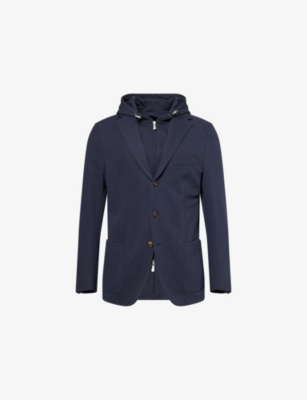 ELEVENTY: Detachable-Hood Long-Sleeve Cotton Jacket