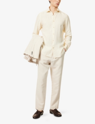 ELEVENTY: Dandy Classic-Collar Linen Shirt