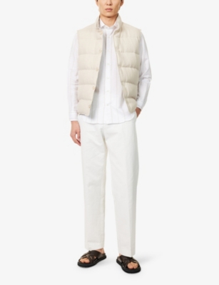 ELEVENTY: Striped Long-Sleeve Linen-Cotton Shirt