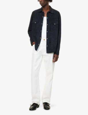 ELEVENTY: Patch-Pocket Studded Suede Jacket