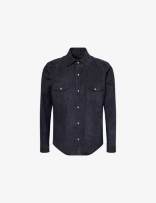 ELEVENTY: Patch-Pocket Studded Suede Jacket