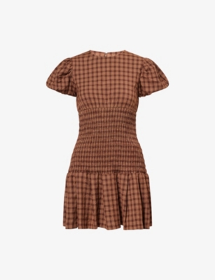 HOUSE OF SUNNY: Valerie Check-Print Stretch-Woven Mini Dress