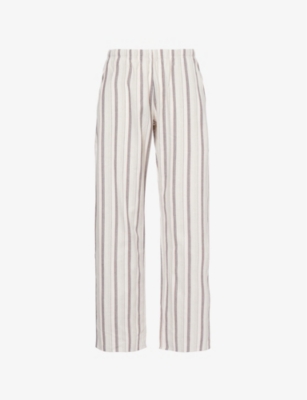 HANRO WOMENS MERAKI STRIPE LOUNGY NIGHTS STRIPE COTTON TROUSERS 
