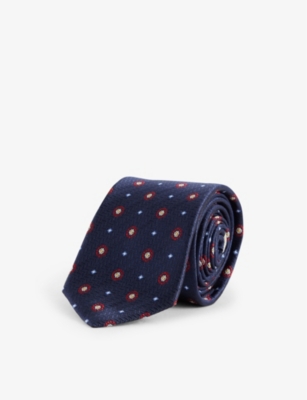 VALENTINO GARAVANI: Geometric-pattern silk tie