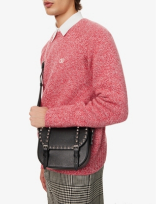 VALENTINO GARAVANI: Rockstud small grained-leather messenger bag