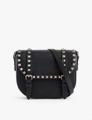 VALENTINO GARAVANI: Rockstud small grained-leather messenger bag