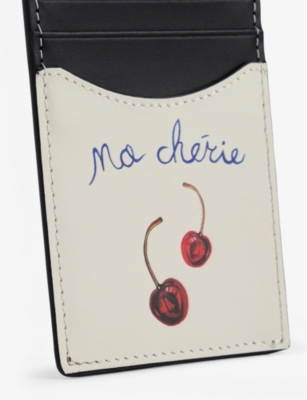 DUKE & DEXTER MENS MULTI CHERRY PRINTED LEATHER CARD HOLDER