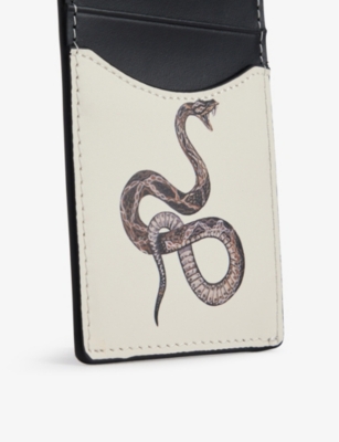 Duke & Dexter Mens Snake Printed Leather Card Holder Multi In Multi