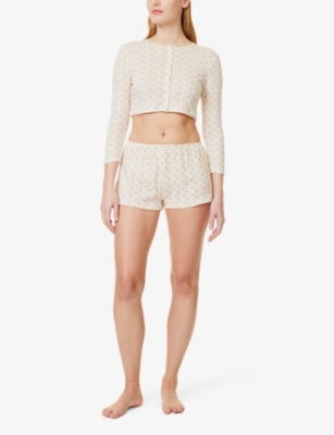 Shop Cou Cou Intimates Womens English Rose Pointelle-pattern Mid-rise Cotton Shorts Xs