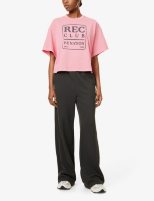 Shop P.e Nation Womens Pink Lemonade Rally Short-sleeve Cotton T-shirt