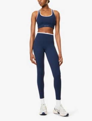 Shop P.e Nation Womens  Vita High-rise Stretch-woven Leggings In Dark Navy / Optic White