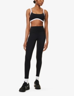 P.E NATION WOMENS BLACK / OPTIC WHITE FREEPLAY 2 HIGH-RISE STRETCH-WOVEN LEGGINGS 