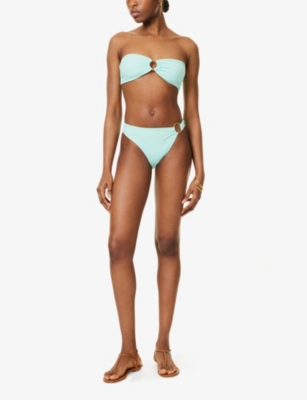 Away That Day Womens Acapulco Ring-hardware High-cut Bikini Bottoms Seafoam In Seafoam